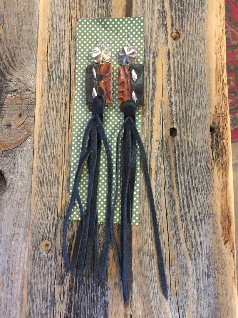 JJβs Designs Accessories Leather Belt Earring With Fringe