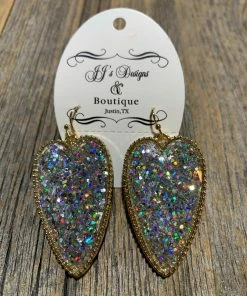 JJs Designs & Boutique Glitter Heart Earrings Jewelry