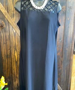 Charlie Paige Black Dress With Lattice Neckline