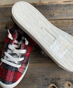 Forever By Forever Link Other Footwear Red Plaid Sneaker