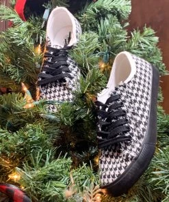 Charlie Paige Black/White Houndstooth Tennis Shoes