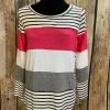 BiBi Pink And Grey Striped Blouse