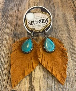 Art By Amy Leather W/Turquoise Earrings Accessories
