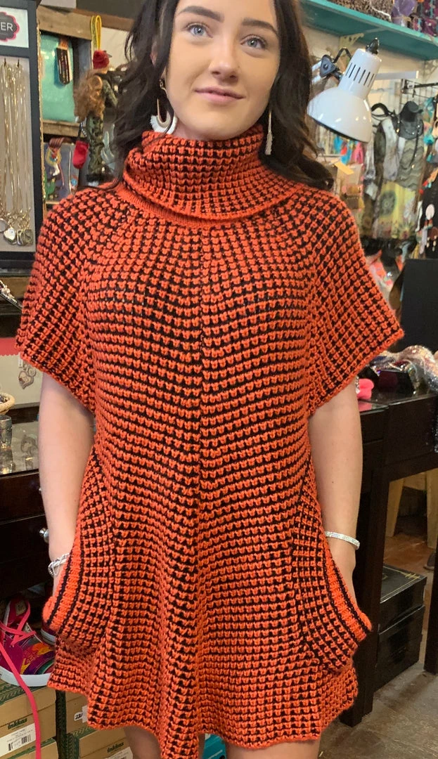 Orange And Black Knit Tunic