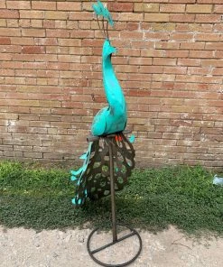 The Iron Man Decor Turquoise Metal Peacock
