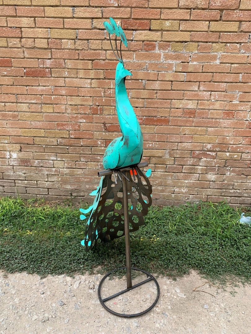 The Iron Man Decor Turquoise Metal Peacock