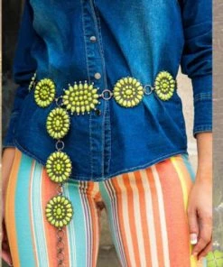 L&B Life Neon Yellow Concho Belt Accessories