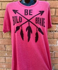 J Forks Ladies Be Bold Be Brave Red Acid Wash T-Shirt