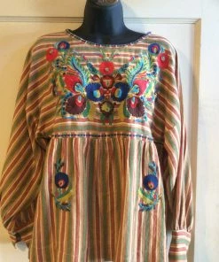 Ladies Ivy Jane Striped & Floral Embroidery Top