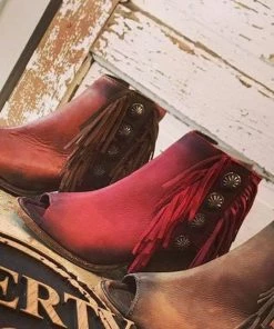 Libery Black Rojo Concho Fringe Peep Toes Boots