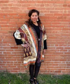 Aratta Velvet Espresso Daisy Theme Kimono