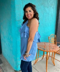 Charlie Paige Ladies One Shoulder Ruffle Dress