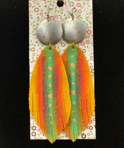 JJs Designs Feather Leather Earrings