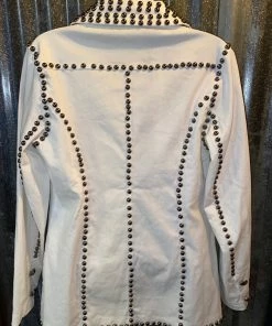 Adore Ladies White Denim Jacket With Studs