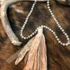 Sunshine & Rodeos Pearl Necklace And Earring Set With Lace Tassel