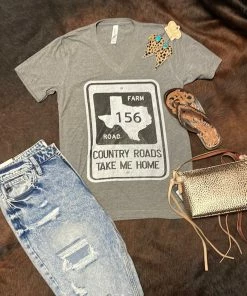 Ranch Swag T-Shirts Country Road 156 V-neck T-Shirt