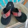 JJs Designs & Boutique Red Distressed Leather Flip Flops