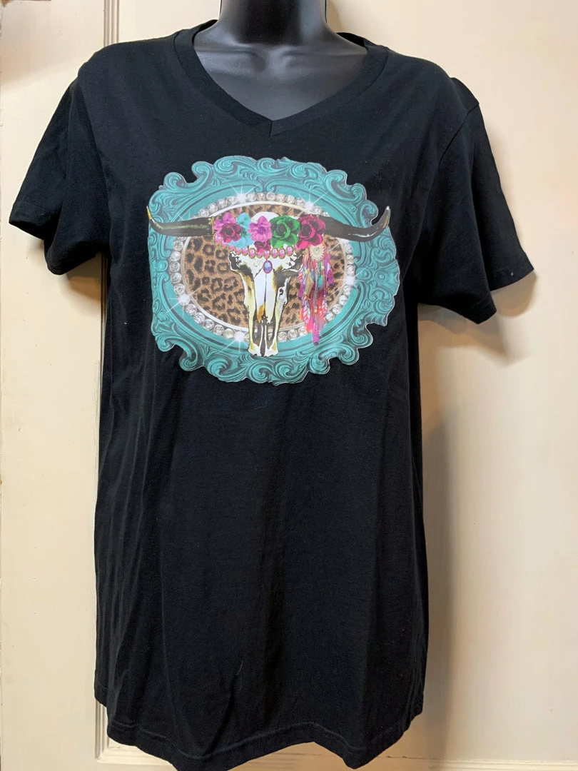 JJs Designs Rhinestone Steer T Shirt