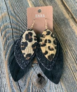 JJs Designs & Boutique Accessories Leopard Glitter Earrings