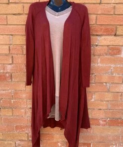 Charlie Paige Long Cardigan In Garnet
