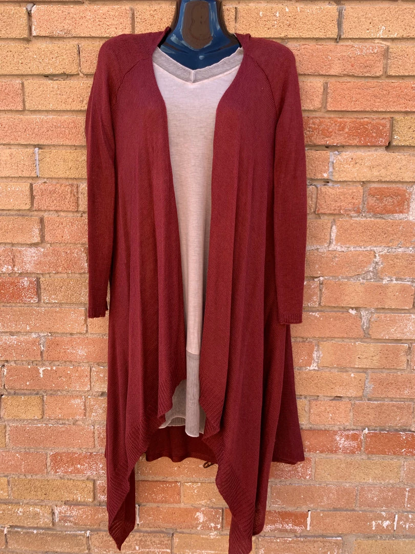 Charlie Paige Long Cardigan In Garnet