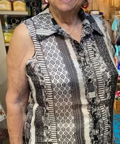 Adore Black/White Shear Blouse Blouses