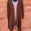 Charlie Paige Ladies Long Cardigan In Brown