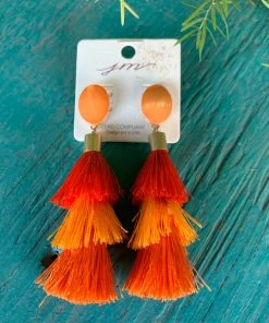 JJs Designs Orange 3-Tier Earrings