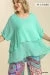 Umgee USA Mint Cuffed 1/2 Sleeve Layered Tunic -Plus Tunics