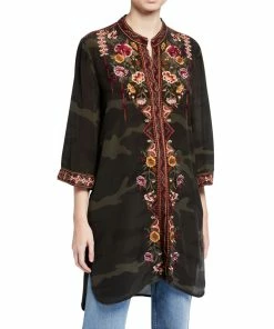 Johnny Was Nepal Kimono Sleeve Tunic - Forrest Camo Ladies