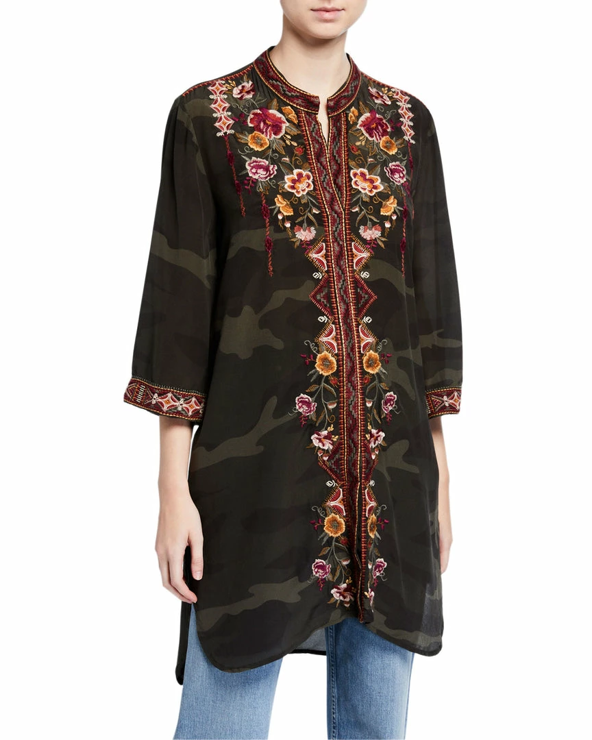Johnny Was Nepal Kimono Sleeve Tunic - Forrest Camo Ladies