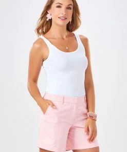 Charlie Paige Embroidered Pink Palm Shorts