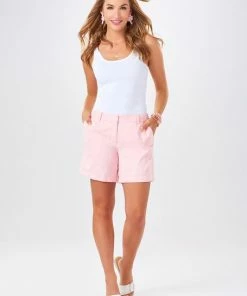 Charlie Paige Embroidered Pink Palm Shorts