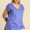 Umgee USA Accessories Purple Haze Garment Dyed Short Sleeve V-Neck Top - Plus