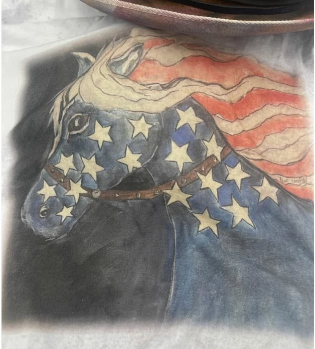 A Rare Bird T-Shirts Patriotic Mustang Distressed Shirt